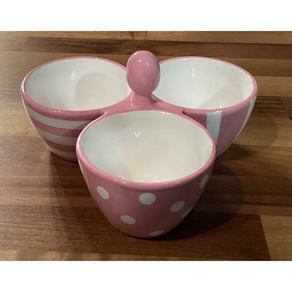 Pampered Chef Pink Bowl Trio Help Whip Breast Cancer 3-Part Candy Condiment Dish - Picture 1 of 8